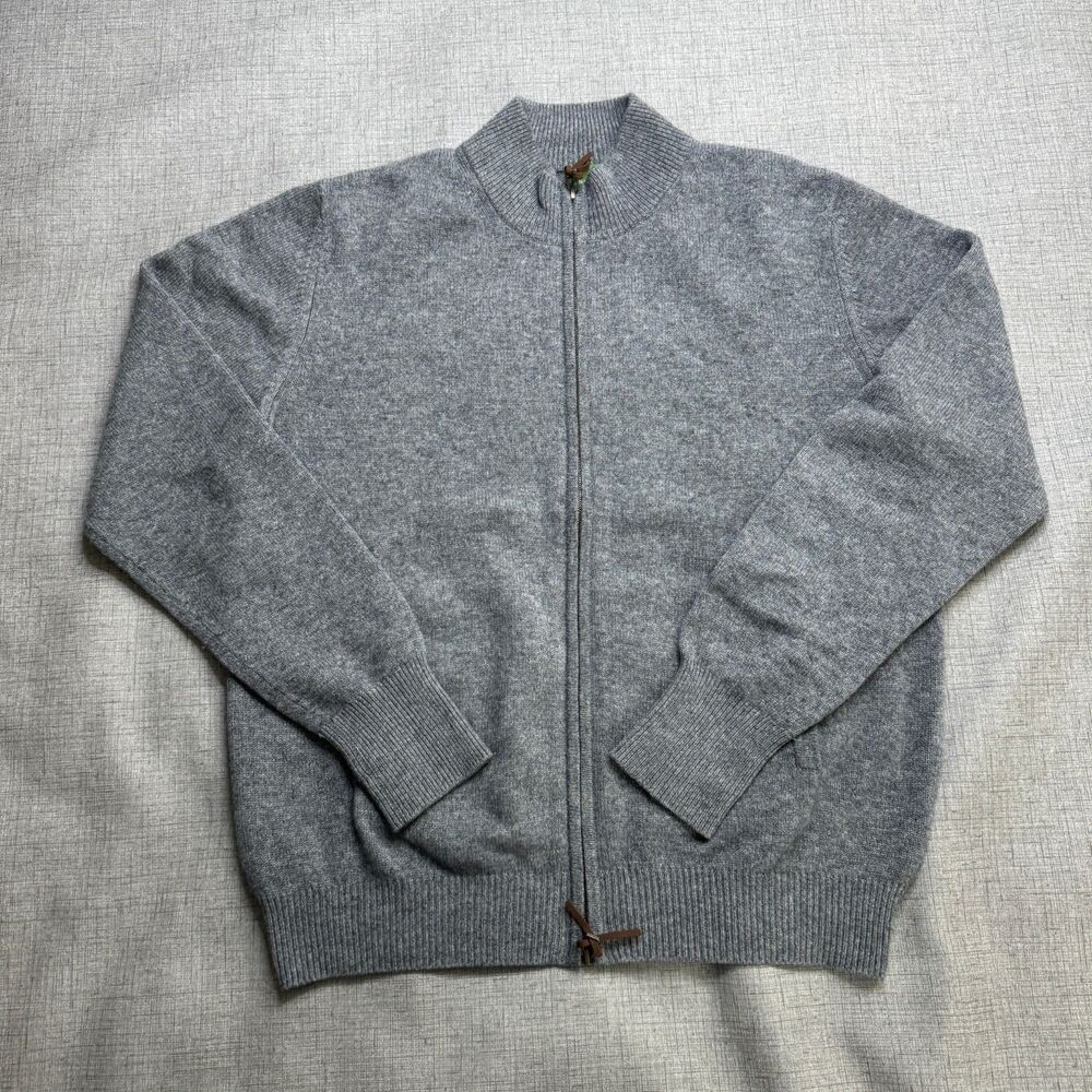 Sid Mashburn 100% Cashmere Sweater Men's L Gray Full Zip Cardigan Jacket